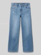 Wide leg jeans met labelpatch