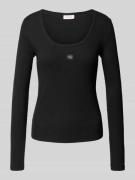 Shirt met lange mouwen en labeldetail