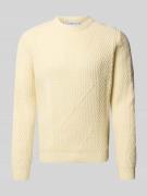Gebreide pullover met kabelpatroon en ronde hals