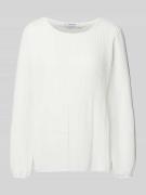 Blouse met lange mouwen met plissévouwen en ronde hals