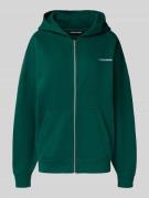 Oversized sweatjack met logostitching, model 'Clarita'