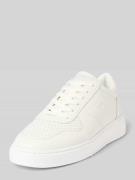 Leren sneakers met labelprint