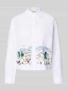 Slim fit overhemdblouse met motiefstitching