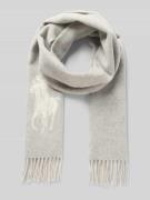 Wollen sjaal met logostitching, model 'Oblong'