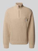 Gebreide pulllover met opstaande kraag en ritssluiting