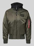 Bomberjack met capuchon en labelstitching
