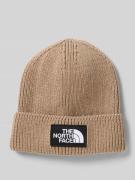 Beanie in gebreide look met logopatch, model 'Box'