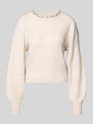 Regular fit gebreide pullover met siersteentjes, model 'ELSA'