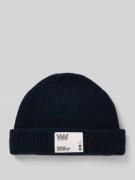 Regular fit muts van wolmix met logopatch, model 'Milo'