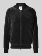 Sweatjack met labelstitching en tweewegsritssluiting