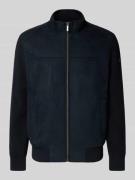 Gebreid jack met suède aan de voorkant en opstaande kraag