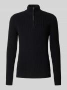 Gebreide pulllover met opstaande kraag en ritssluiting