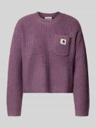 Korte gebreide pullover met borstzak