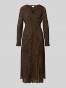 Midi-jurk met plissévouwen en V-hals