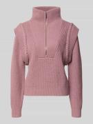 Gebreide pullover met opstaande kraag en ritssluiting, model 'YARI'