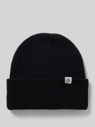Beanie van wol met labelpatch