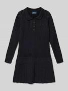 Gebreide jurk met kabelpatroon en platte kraag