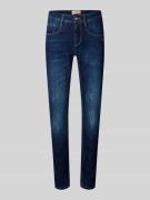 Skinny fit jeans met steekzakken en labeldetail, model 'AMELIE'