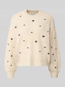 Gebreide pullover met ronde hals en stitchings