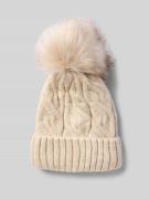 Gebreide muts met brede omslag en pompon