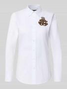 Slim fit overhemdblouse met logo van kralen, model 'JAMELKO'