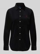 Slim fit overhemdblouse van corduroy met labelstitching