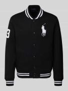 Collegejack met knoopsluiting en labelstitching