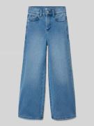 Wide leg jeans van katoenmix