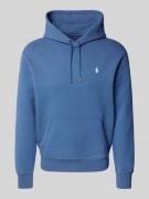 Hoodie met labelstitching en kangoeroezak