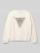 Sweatshirt met labelprint en ronde hals