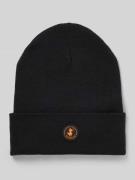 Muts in gebreide look met logo-applicatie, model 'Lou'