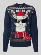 Gebreide pullover met ribboorden