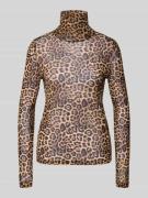 Shirt met lange mouwen van mesh met opstaande kraag, model 'Orie'