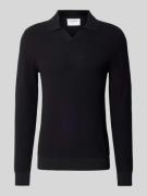 Gebreide pullover met structuurmotief en platte kraag