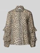 Regular fit blouse van viscosemix met volants