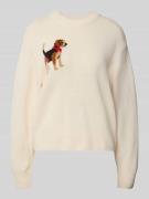 Oversized gebreide pullover met motiefprint