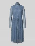 Midi-jurk van mesh met opstaande kraag