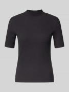 T-shirt met geribde opstaande kraag