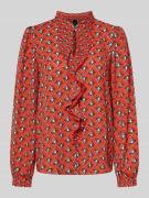 Regular fit blouse in all-over look met volants