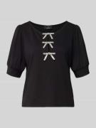 Sweatshirt met pofmouwen en strikapplicaties