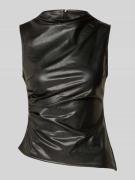 Top in leerlook met plooien, model 'DANDY'