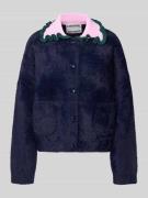 Regular fit gebreid jack met gebreide kraag met ruches, model 'JARDENE...