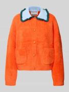 Regular fit gebreid jack met gebreide kraag met ruches, model 'JARDENE...