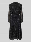 Midi-jurk in all-over look met strikceintuur