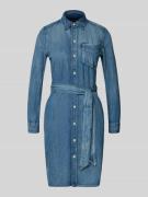 Knielange jeansjurk met strikceintuur, model 'JAMEIKA'