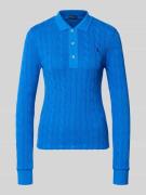 Gebreide pullover met kabelpatroon en polokraag