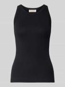 Shaped fit tanktop van geribde jersey met ronde hals