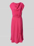 Midi-jurk met cascadehals