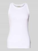 Shaped fit tanktop van geribde jersey met ronde hals
