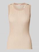 Tricottop van viscosemix met sierknopen